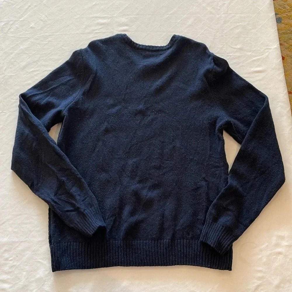 Vintage Original Penguin cable knit crewneck sweater navy blue medium - Picture 4 of 6